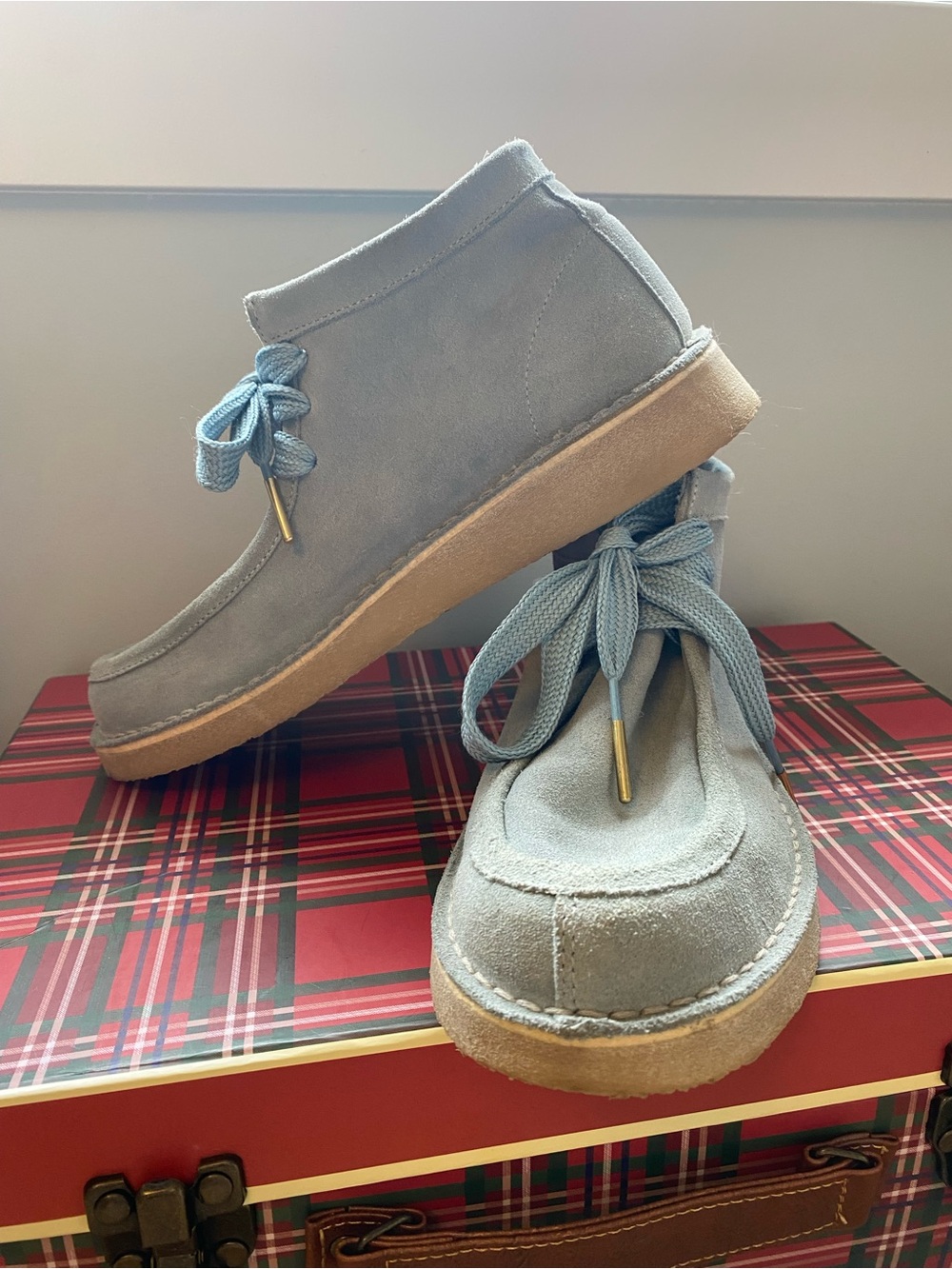 Free People Light Blue Suede Women's Lace-Up Ankle Boots